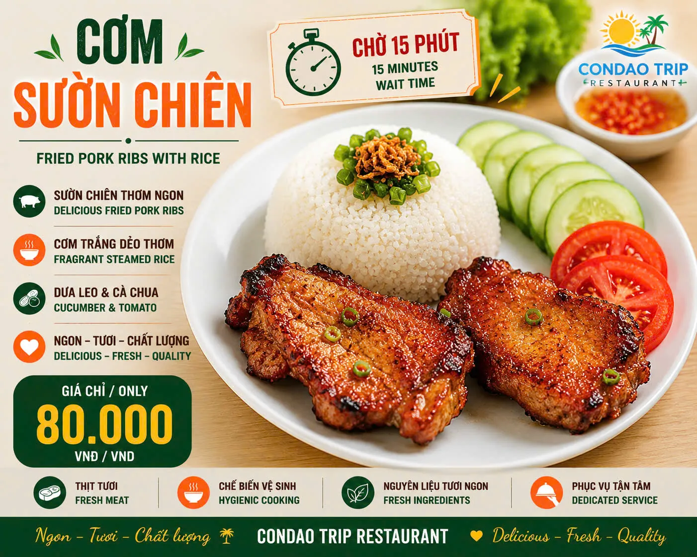 Sườn chiên 80k